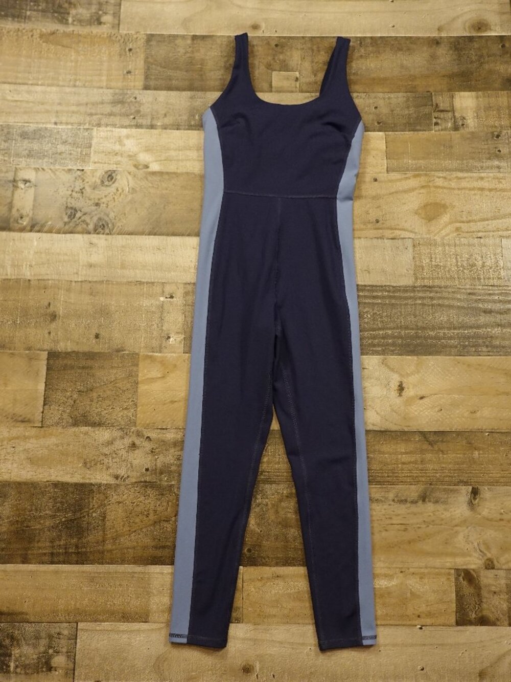 Yitty Colorblock Jumpsuit Women’s Small Navy Blue Stretch Sleeveless Activewear